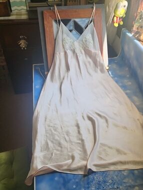 delicates Soft Creamy Pink Satin Chemise Slip Dressing Gown
